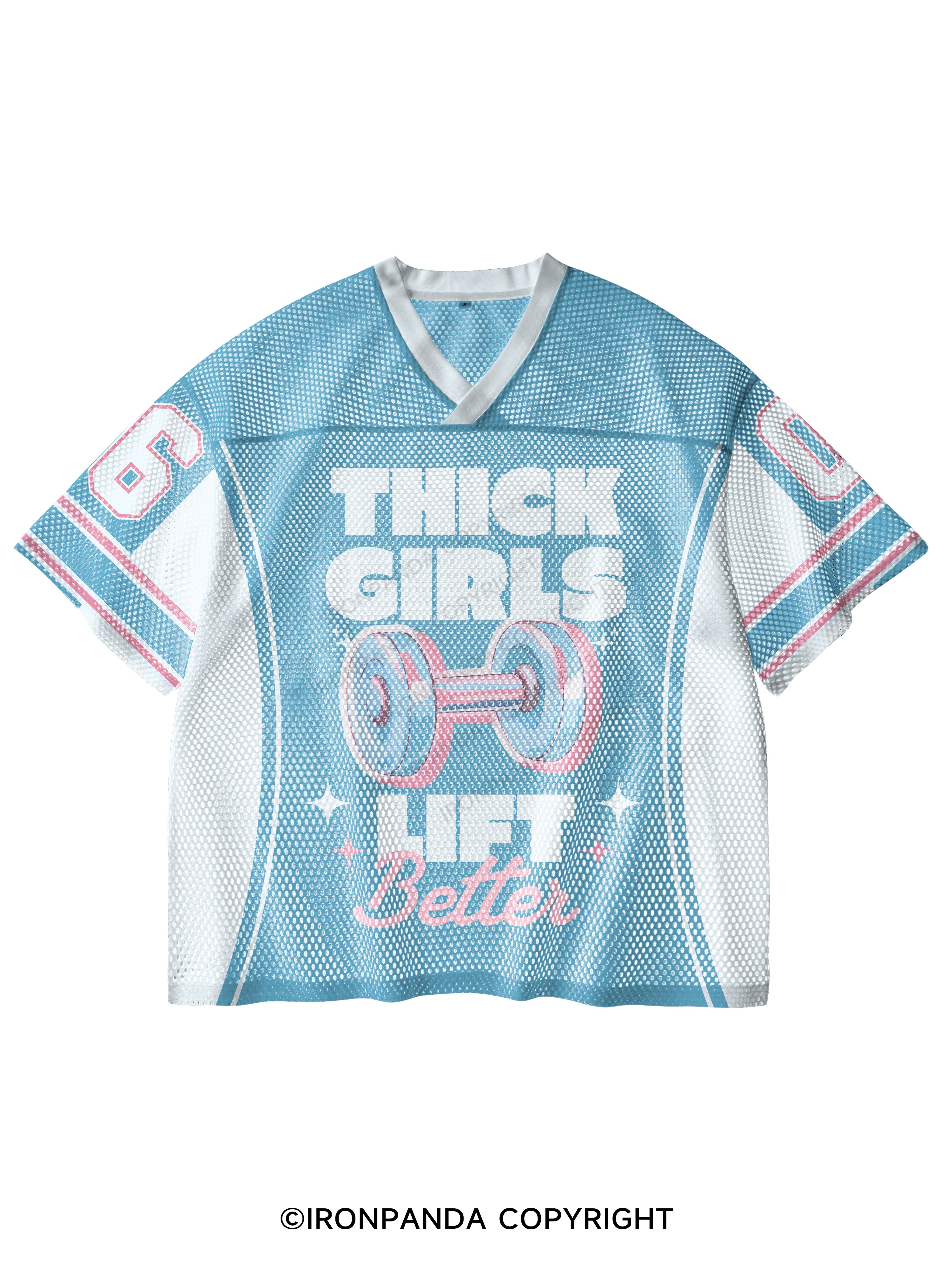 THICK THIGHS LIFT BETTER V-Neck Open Hole Mesh Top