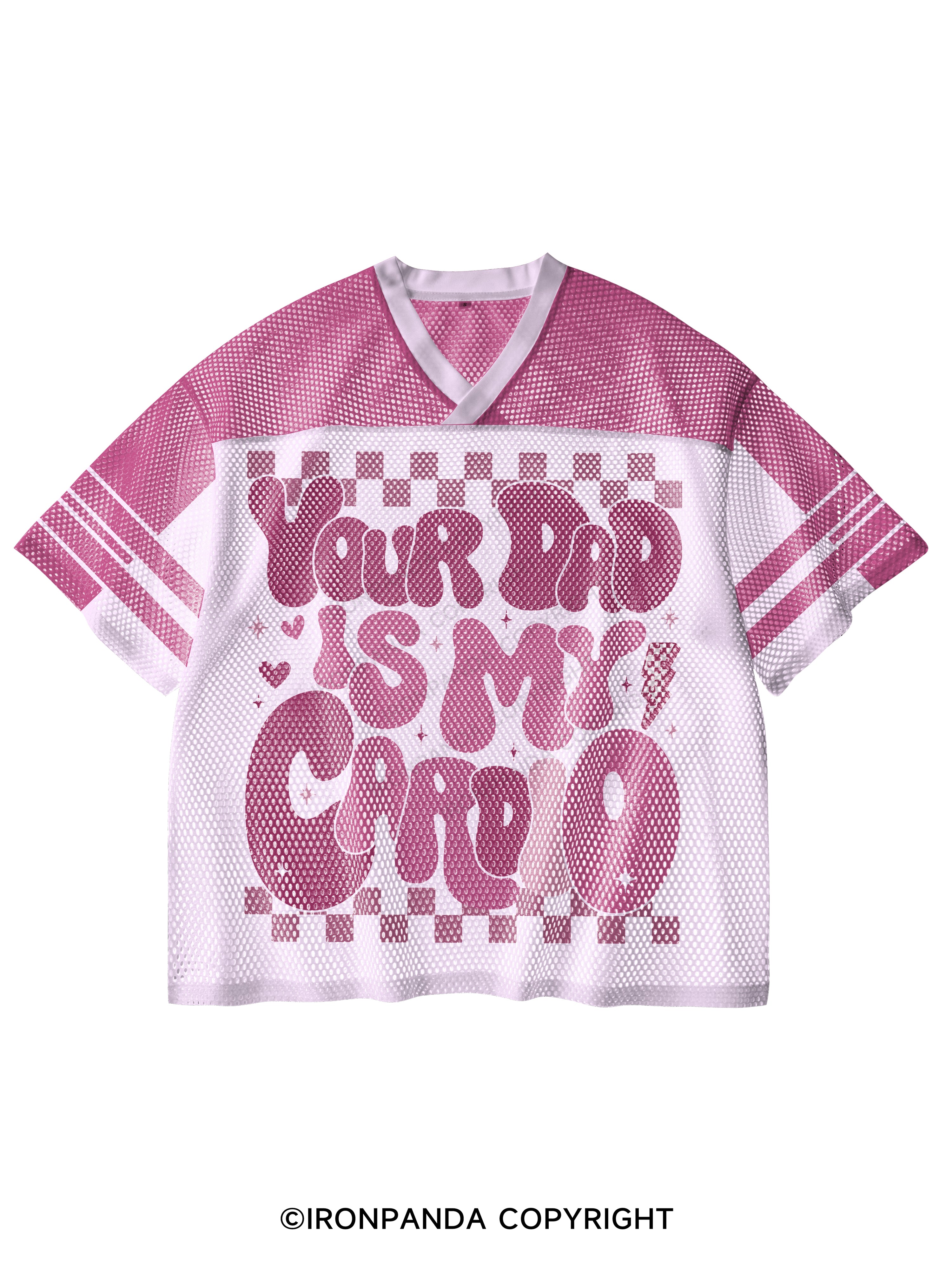 Your Dad Is My Cardio V-Neck Open Hole Mesh Top