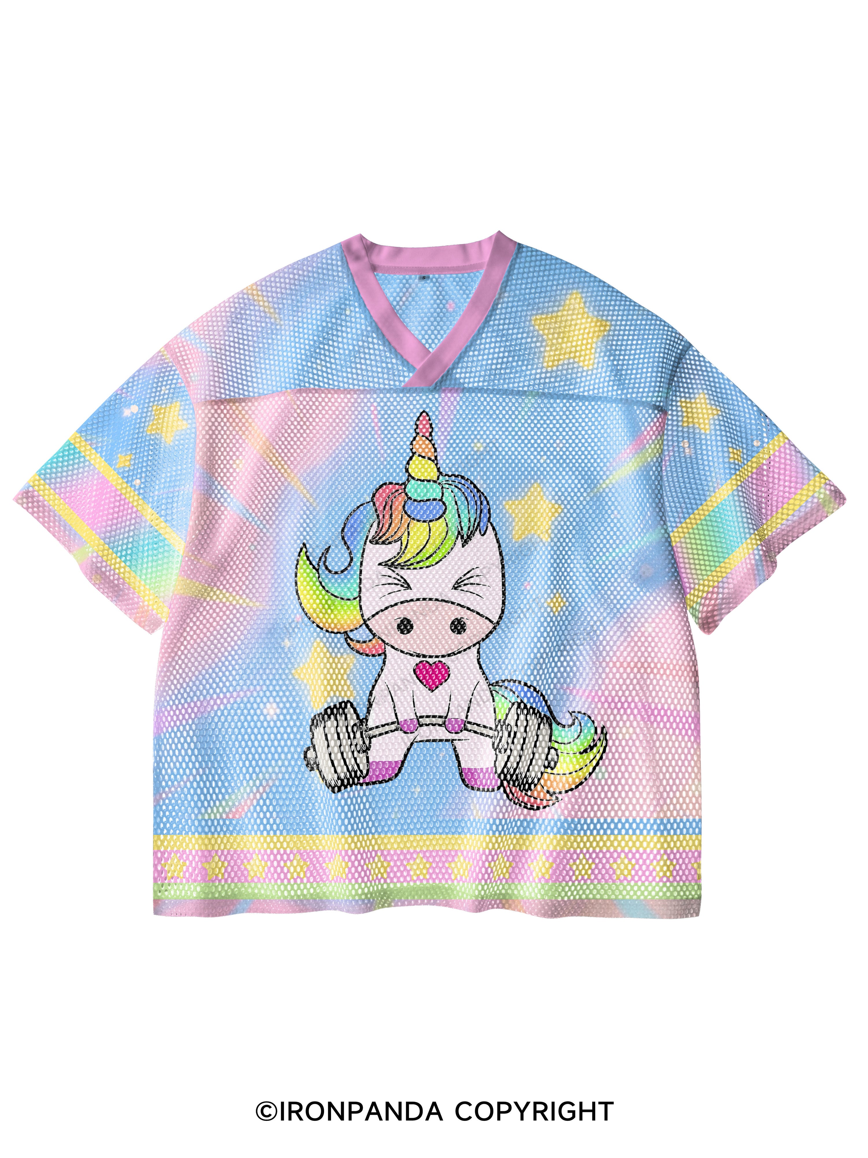 Strong Unicorn Deadlift Heavy Weights V-Neck Open Hole Mesh Top
