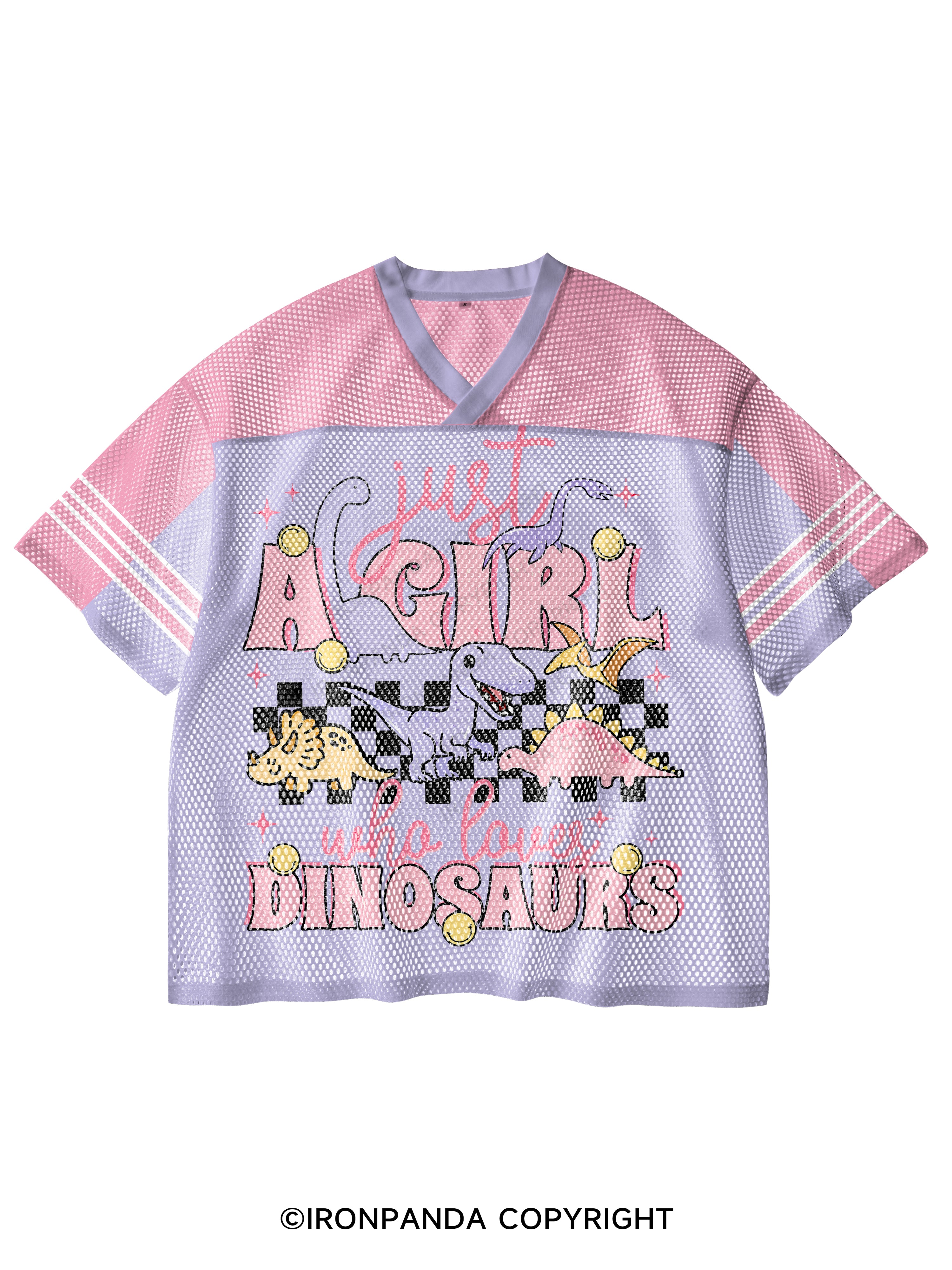 Just A Girl Who Loves Dinosaurs V-Neck Open Hole Mesh Top