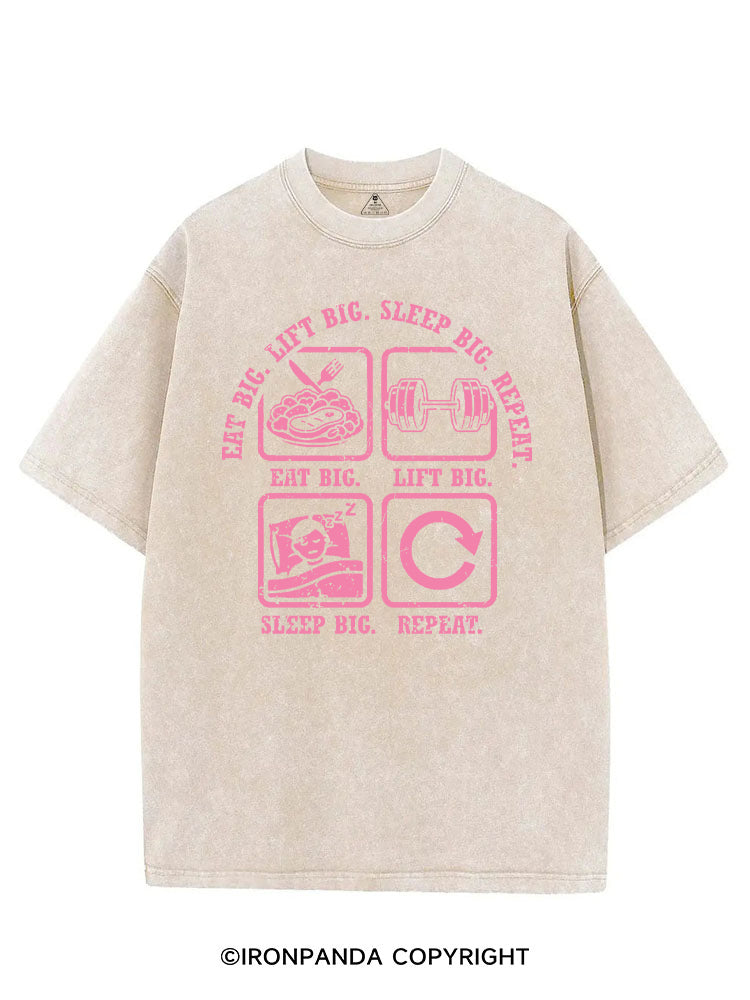 EAT BIG, LIFT BIG, SLEEP BIG, REPEAT VINTAGE GYM SHIRT