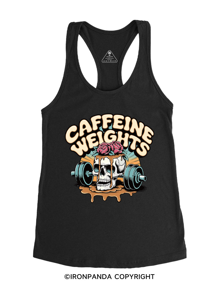 Caffeine weights skeleton Gym Racerback Tank