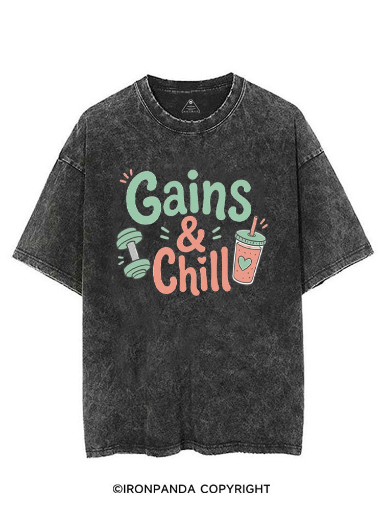 GAINS & CHILL VINTAGE GYM SHIRT