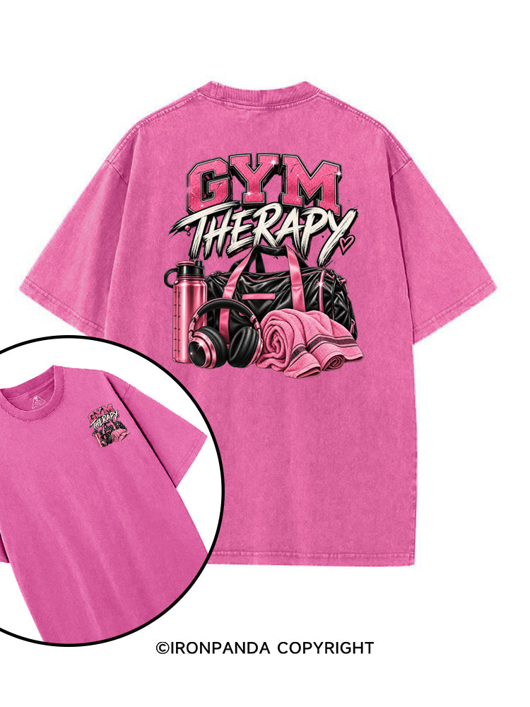 GYM THERAPY PINK FITNESS printed Gym Shirt