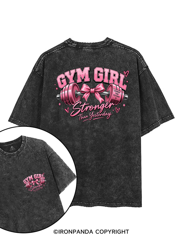 GYM GIRL STRONGER THAN YESTERDAY printed Gym Shirt