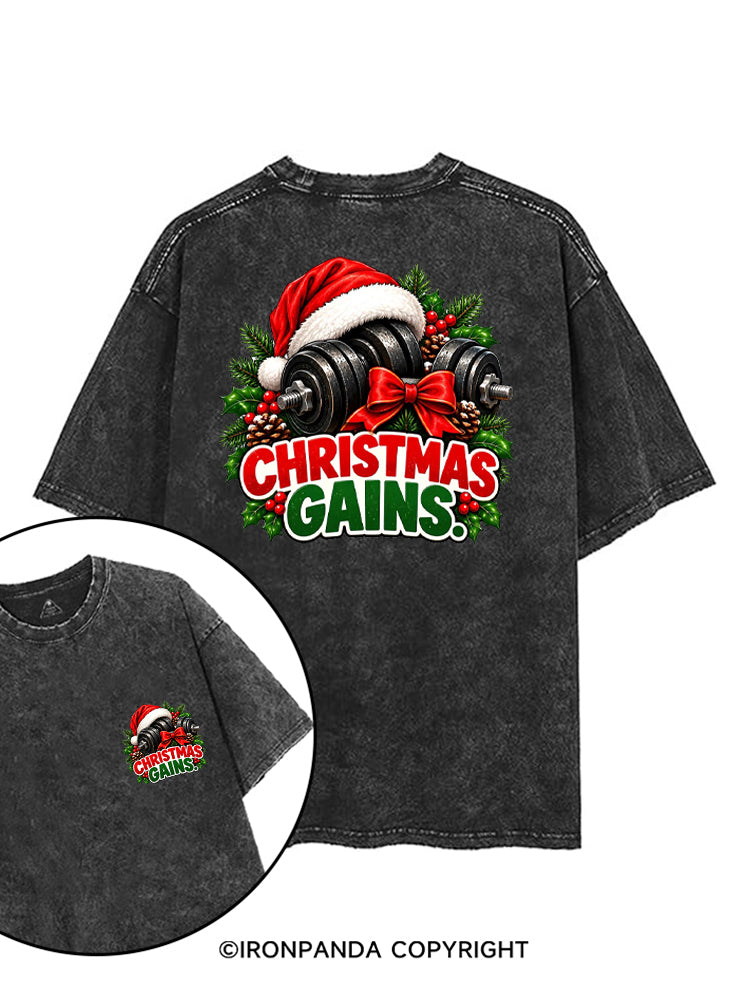 CHRISTMAS GAINS MERRY LIFTMAS printed Gym Shirt