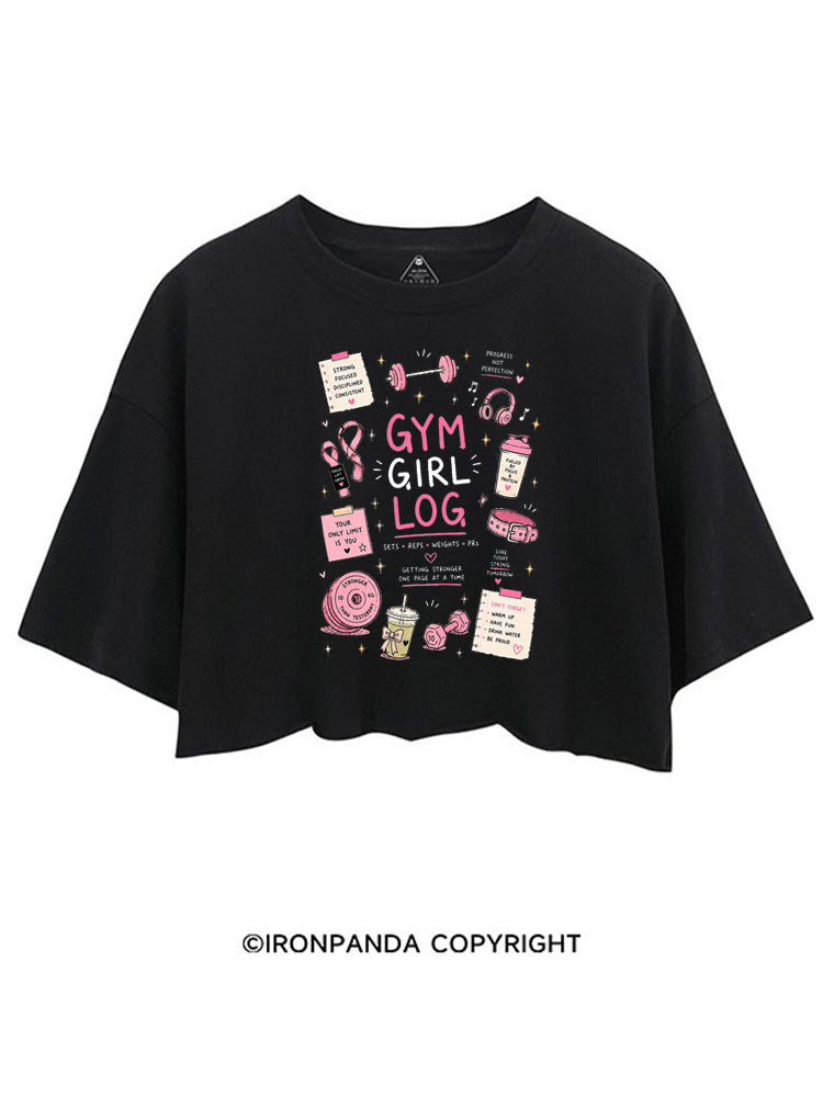 GYM GIRL LOG SETS REPS WEIGHTS PRS CROP TOPS