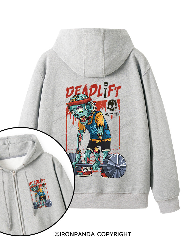 deadlift zombie Double-Sided Printed Fleece Zip Up Hoodie