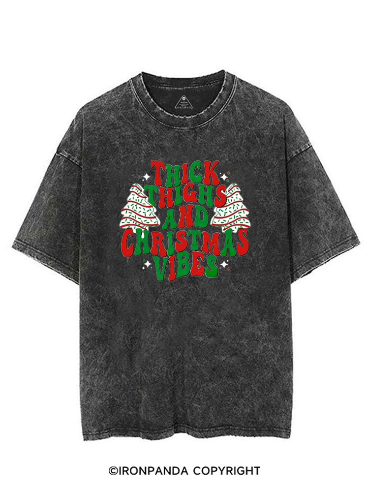 THICK THIGHS AND CHRISTMAS VIBES VINTAGE GYM SHIRT