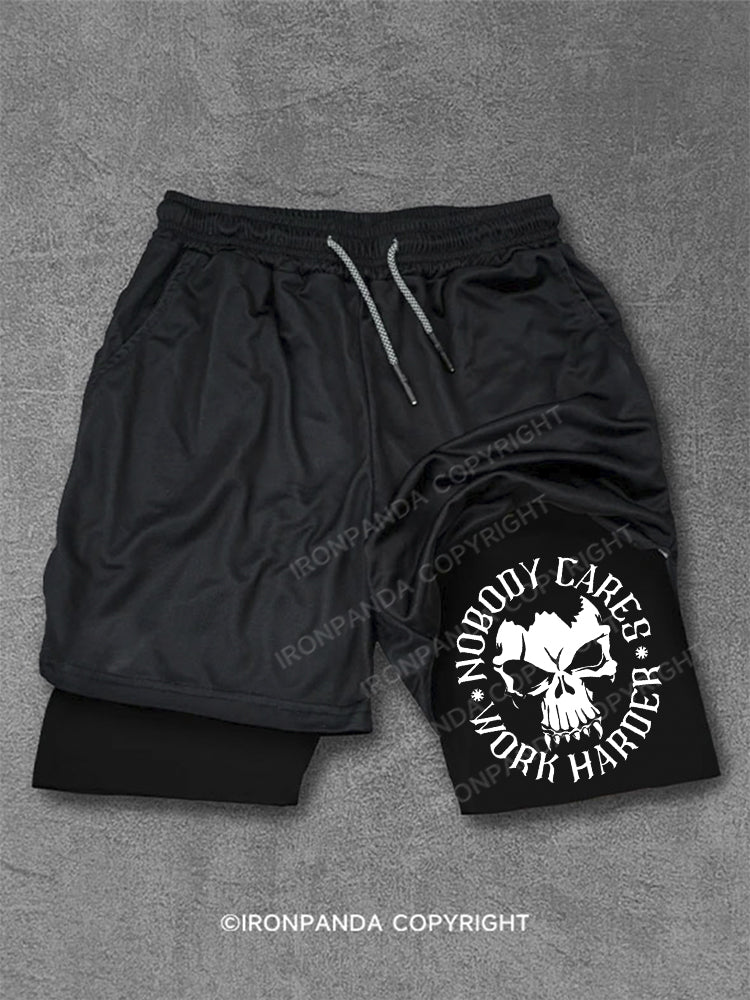 Nobody Cares Work Harder Skull Performance Training Shorts