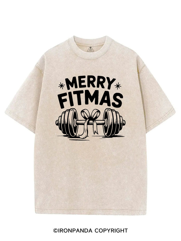 MERRY FITMAS CHRISTMAS STYLE VINTAGE GYM SHIRT