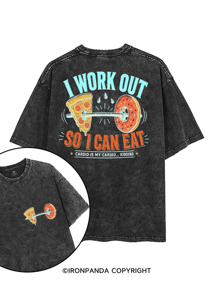 I WORK OUT SO I CAN EAT CARDIO IS MY CARDIO KIDDING printed Gym Shirt