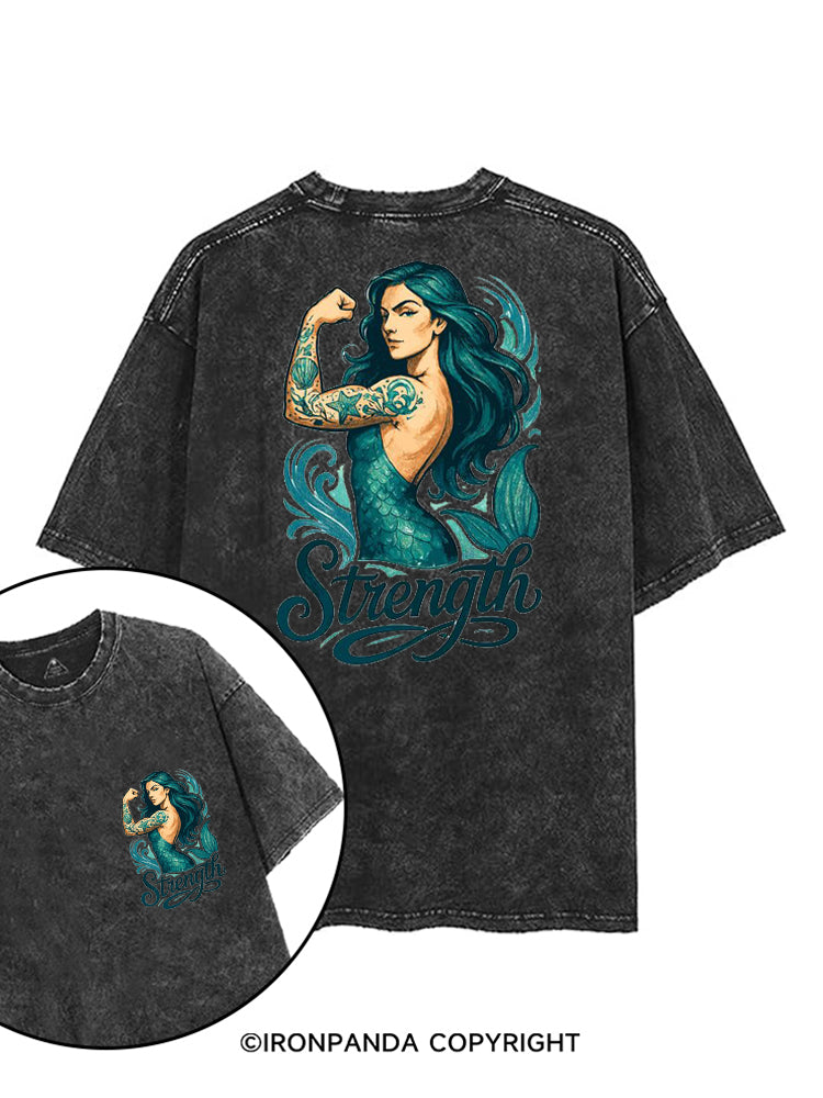 STRENGTH MUSCLE MERMAID printed Gym Shirt