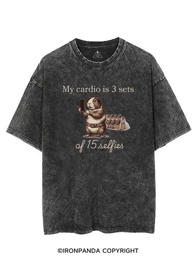 MY CARDIO IS 3 SETS OF 15 SELFIES GUINEA PIG VINTAGE GYM SHIRT