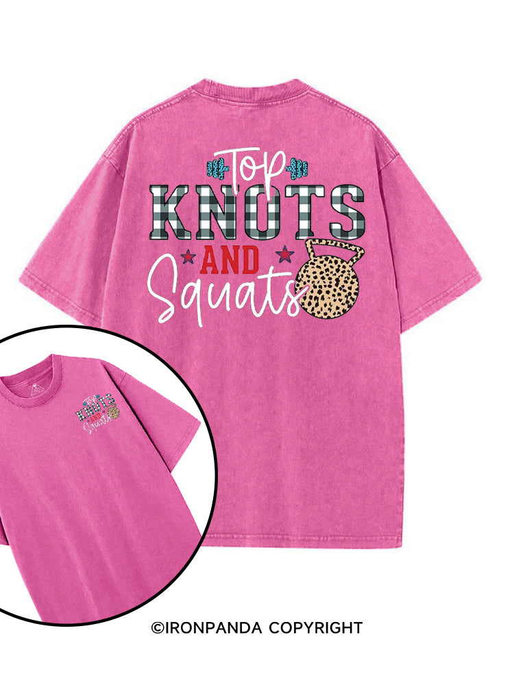 TOP KNOTS AND SQUATS FUNNY GYM printed Gym Shirt