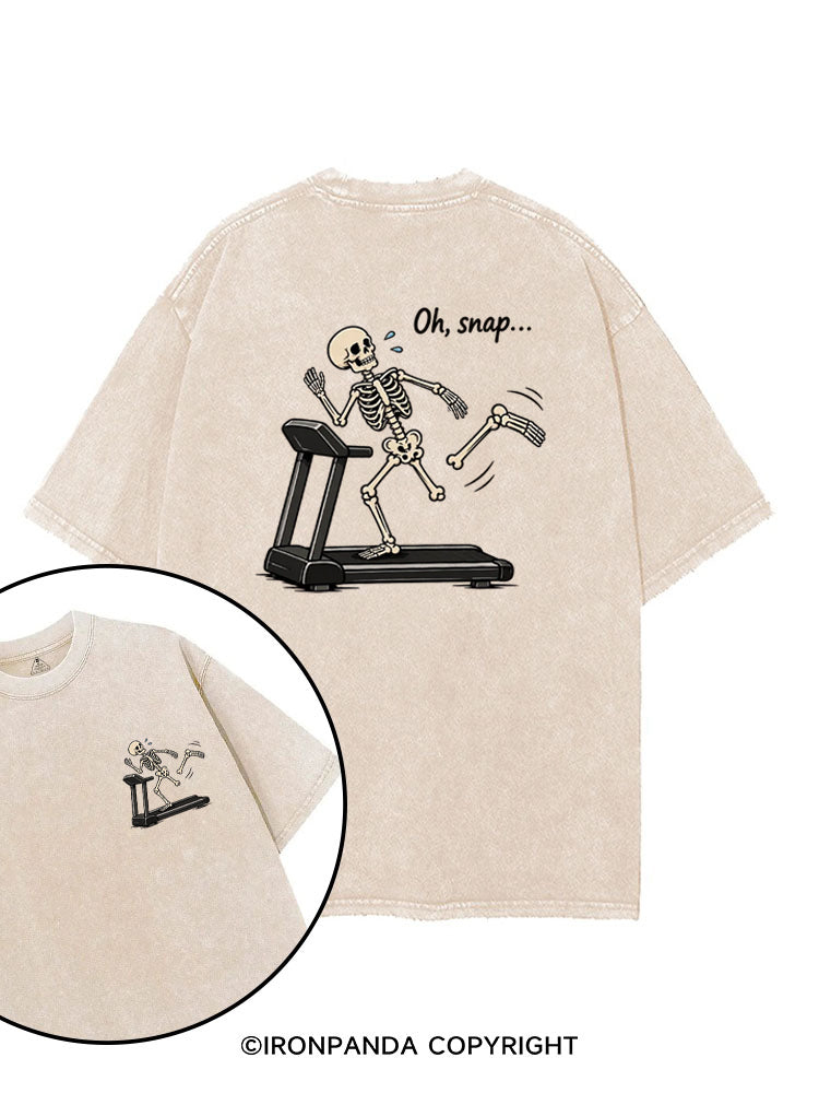 Oh Snap Funny Skeleton printed Gym Shirt