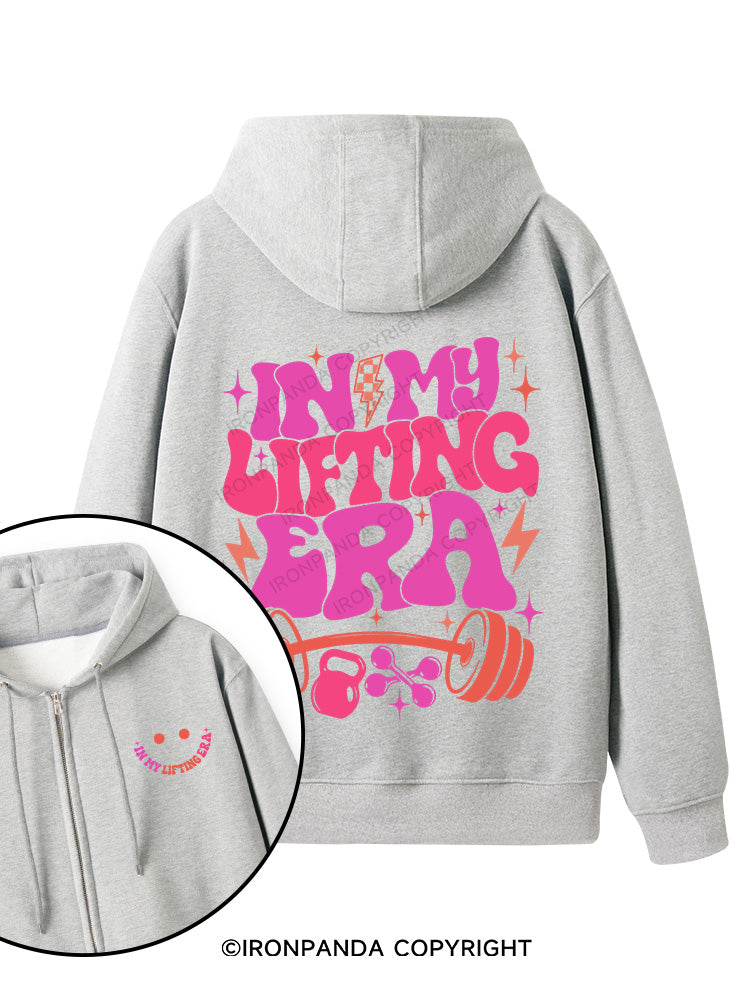 In My Lifting Era Double-Sided Printed Fleece Zip Up Hoodie