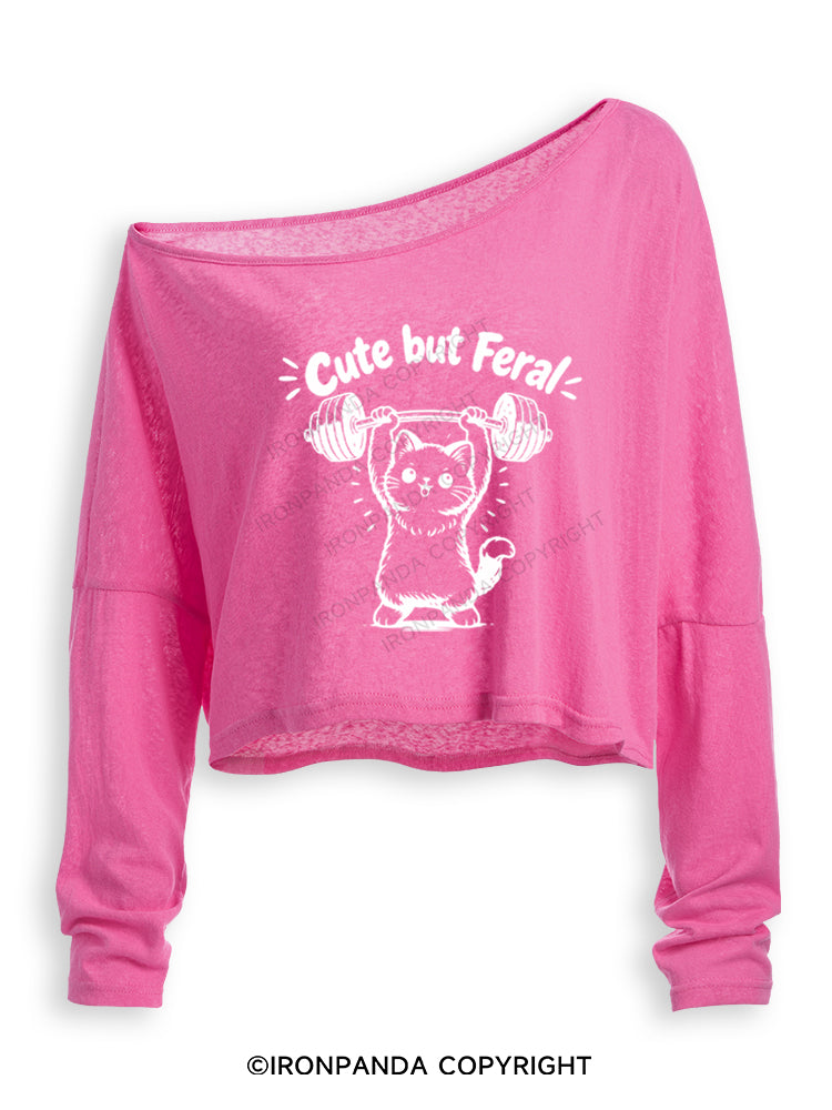 Cute but Feral Off Shoulder Long Sleeve Crop Top