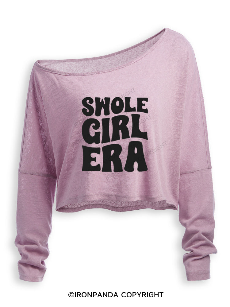 SWOLE GIRL ERA Off Shoulder Long Sleeve Crop Top