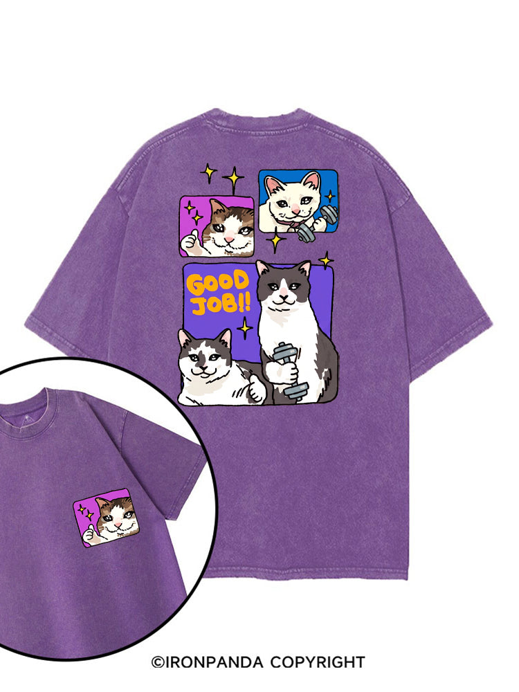 GOOD JOB BE YOURSELF GYM KITTY printed Gym Shirt