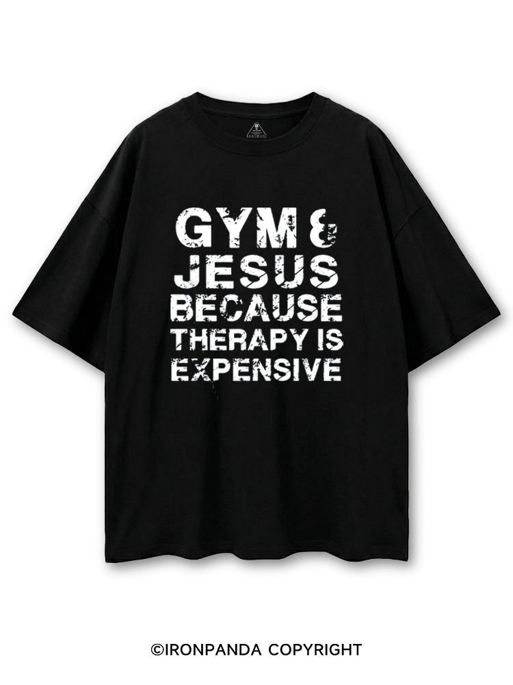 GYM & JESUS BECAUSE THERAPY IS EXPENSIVE COTTON PUMP COVER
