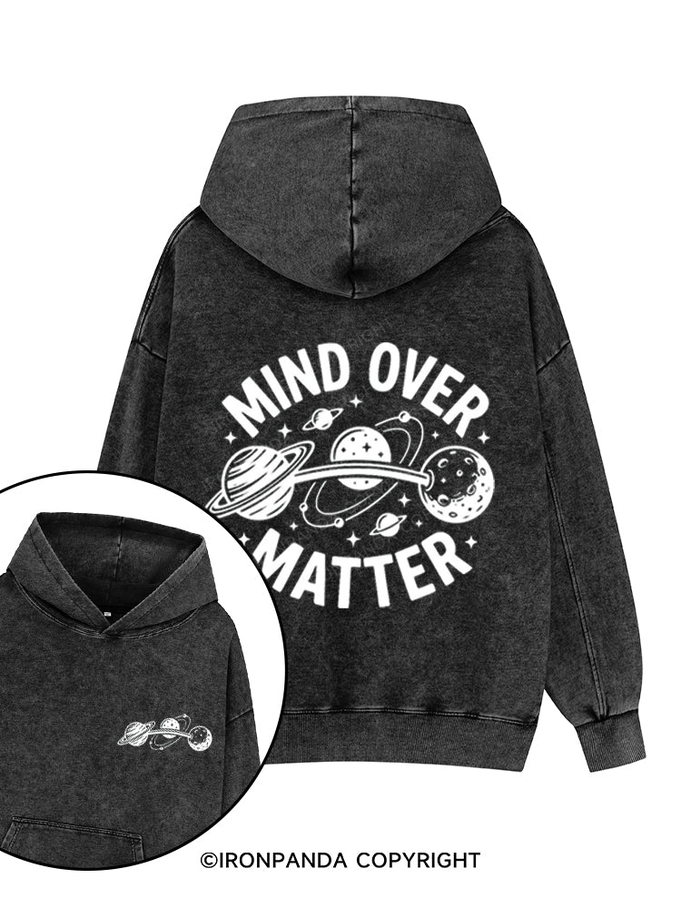 MIND OVER MATTER Printed Washed Gym Hoodie