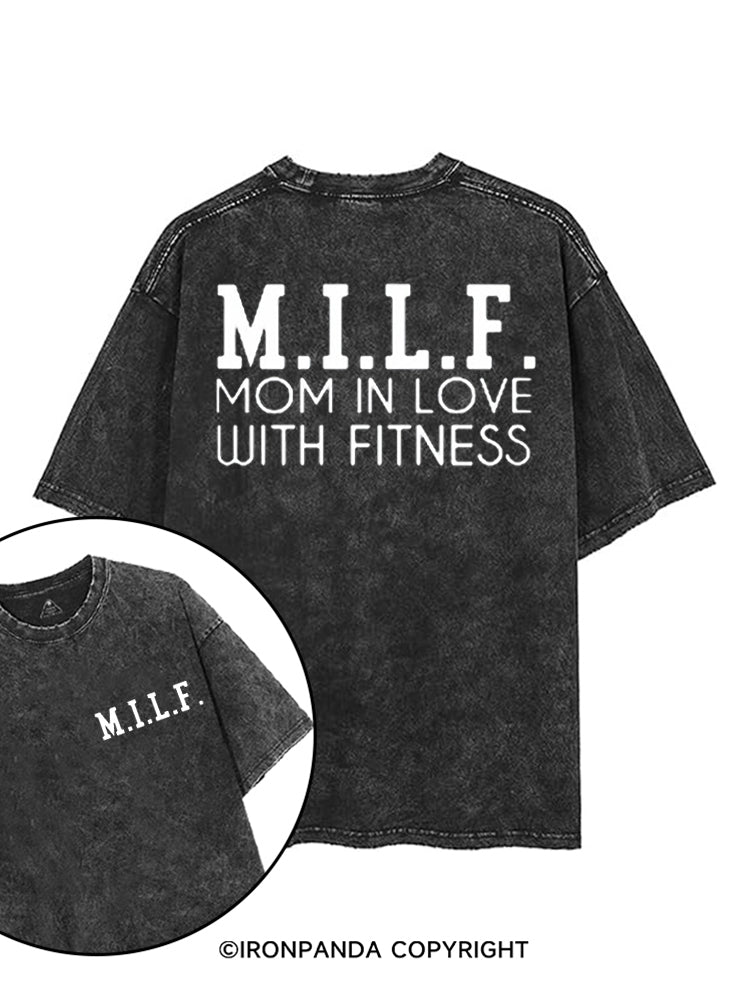 M.I.L.F. MOM IN LOVE WITH FITNESS printed Gym Shirt