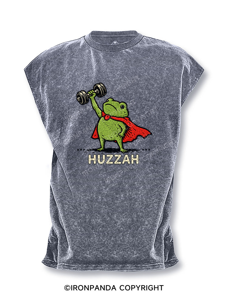Huzzah Frog with Dumbbell Cut Off Tank