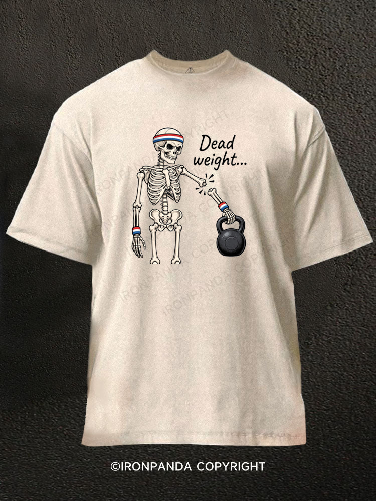 Dead Weight Funny Skeleton Washed Gym Shirt