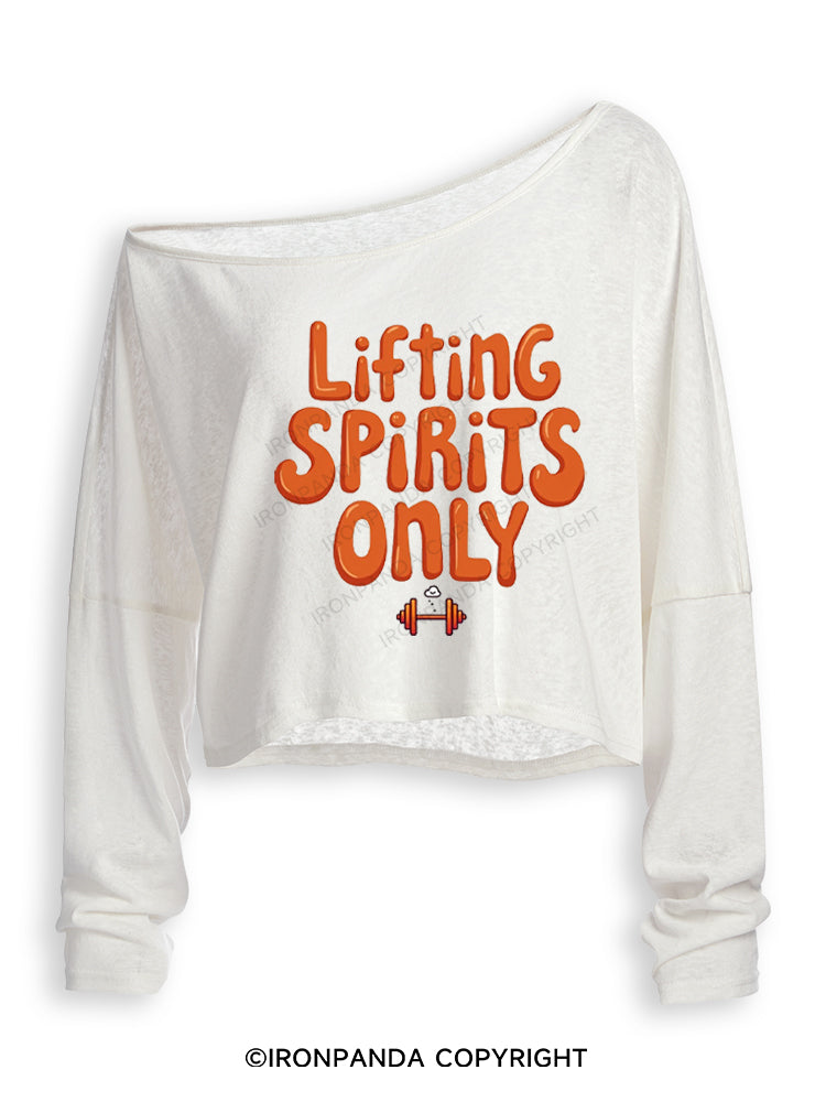 LIFTING SPIRITS ONLY HALLOWEEN Off Shoulder Long Sleeve Crop Top
