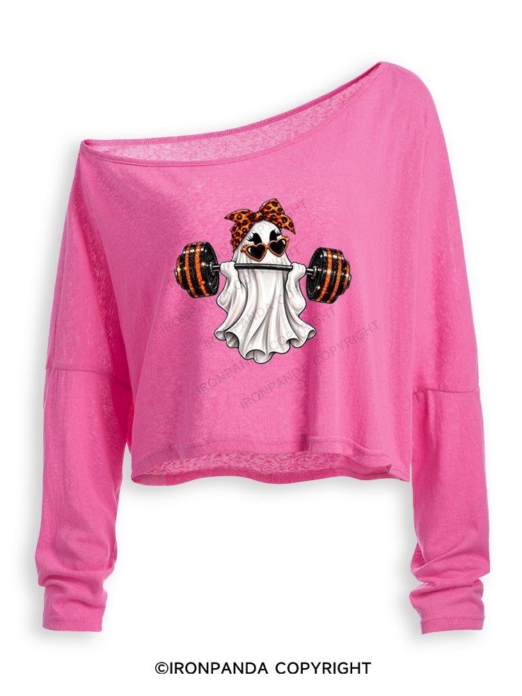 HALLOWEEN GLAM SPARKLE BOOTY BUILDER Off Shoulder Long Sleeve Crop Top