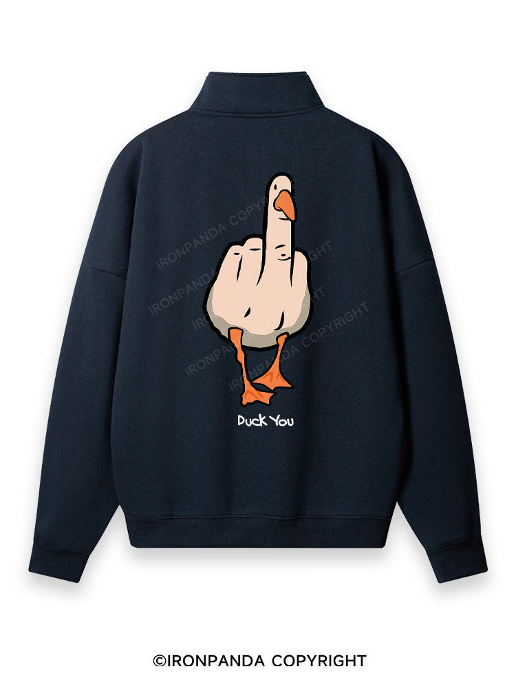 duck you Back Printed Quarter-Zip Fleece Sweatshirt