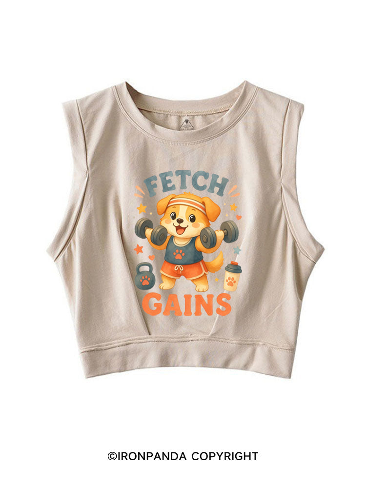 FETCH GAINS GYM DOG SLEEVELESS CROP TOPS