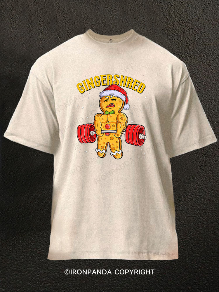 Gingershred Funny Gingerbread Man Washed Gym Shirt