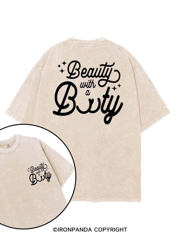 BEAUTY WITH A BOOTY printed Gym Shirt