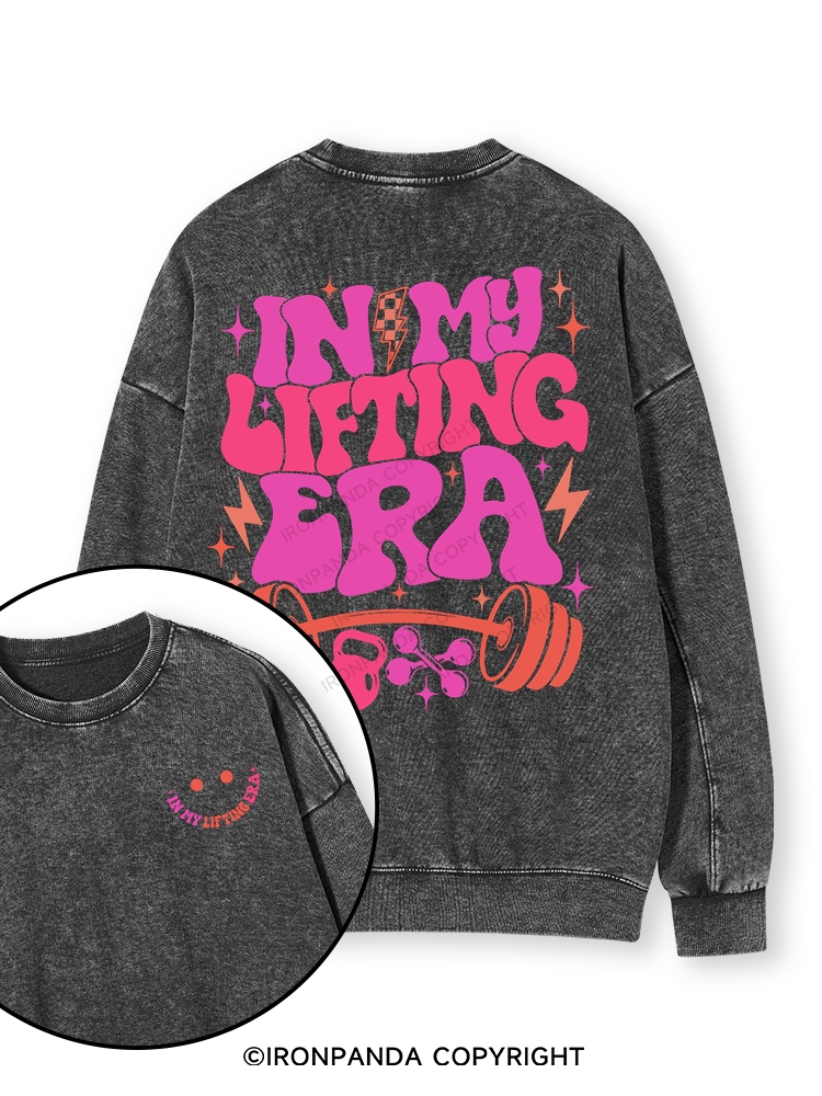 In My Lifting Era Double-Sided Printed Washed Sweatshirt