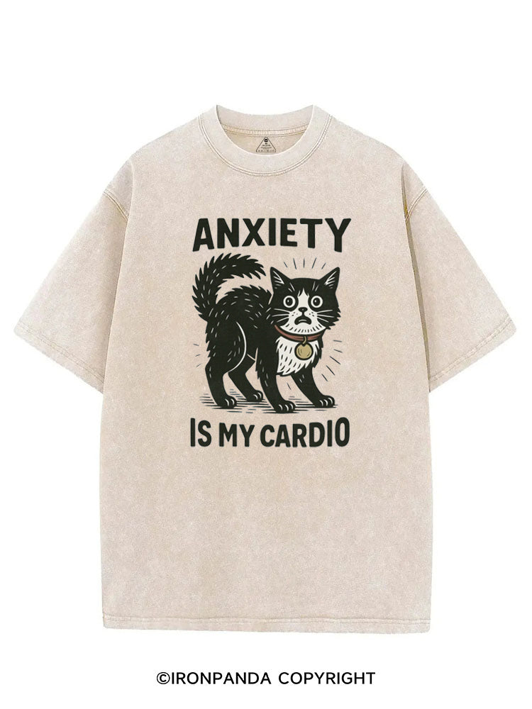 ANXIETY IS MY CARDIO CUTE KITTY VINTAGE GYM SHIRT