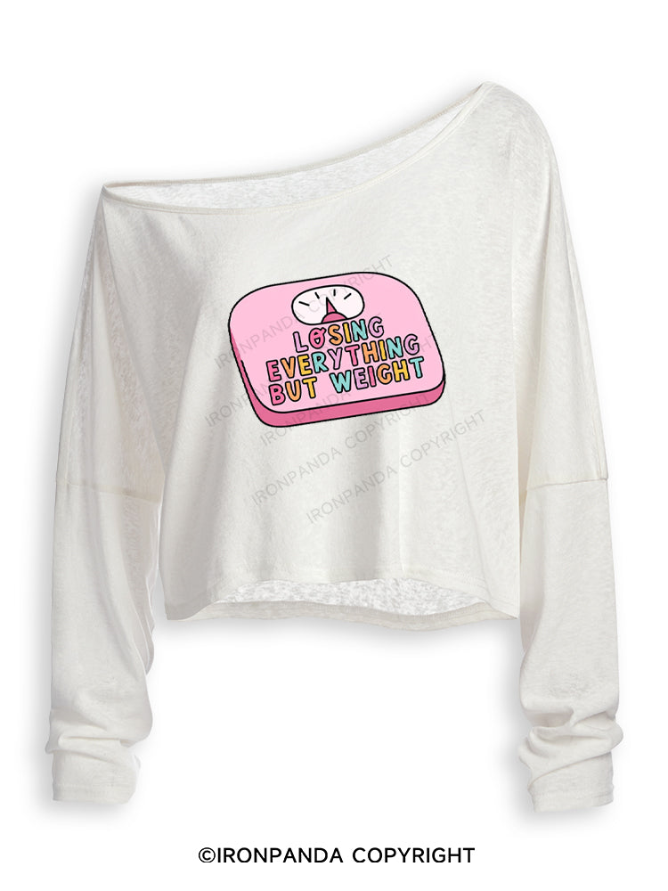 LOSING EVERYTHING BUT WEIGHT Off Shoulder Long Sleeve Crop Top