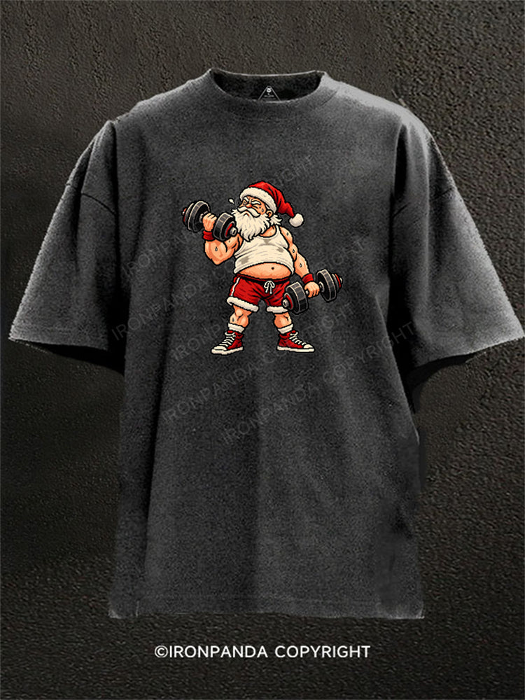 Santa Deadlift Washed Gym Shirt