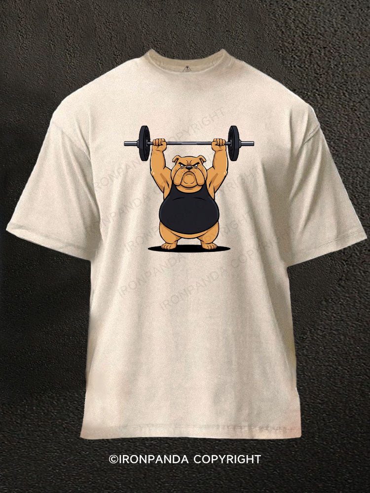 Serious Dog Weightlifting Washed Gym Shirt