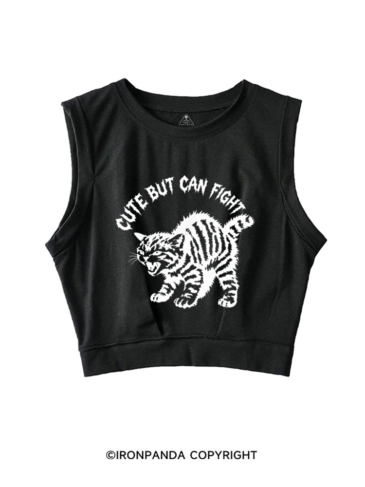 CUTE BUT CAN FIGHT SLEEVELESS CROP TOPS