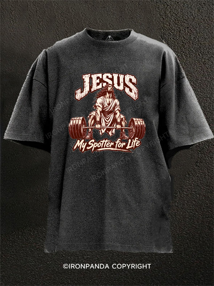 JESUS My Spotter for Life Washed Gym Shirt