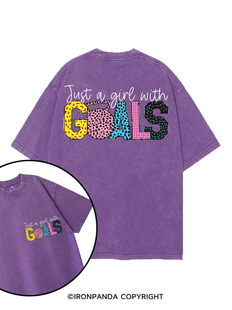 JUST A GIRL WITH GOALS COLORFUL GYM printed Gym Shirt