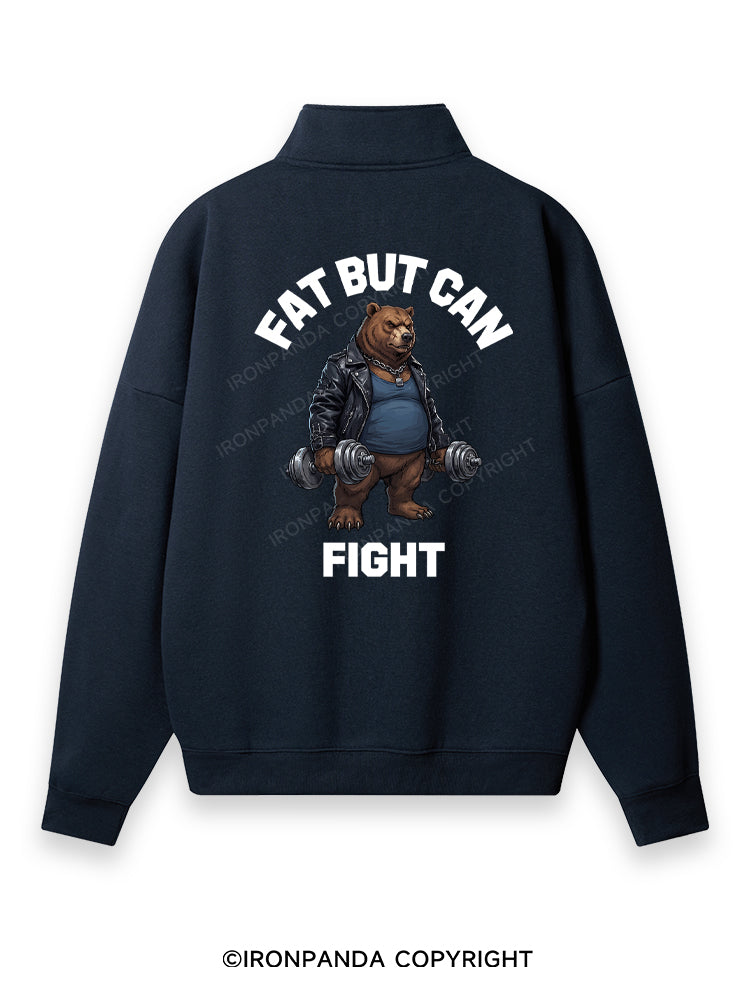 Fat But Can Fight Back Printed Quarter-Zip Fleece Sweatshirt