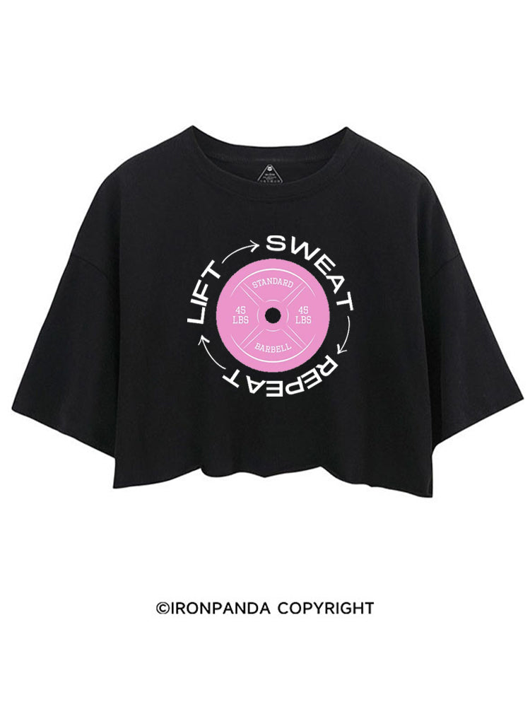LIFT SWEAT REPEAT WORKOUT CROP TOPS