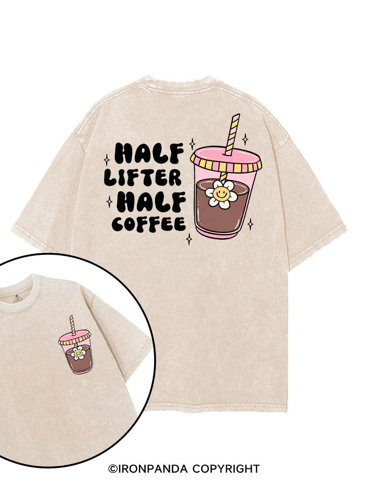 HALF LIFTER HALF COFFEE printed Gym Shirt