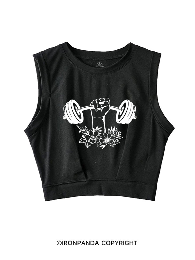 FLOWER POWERLIFTING SLEEVELESS CROP TOPS