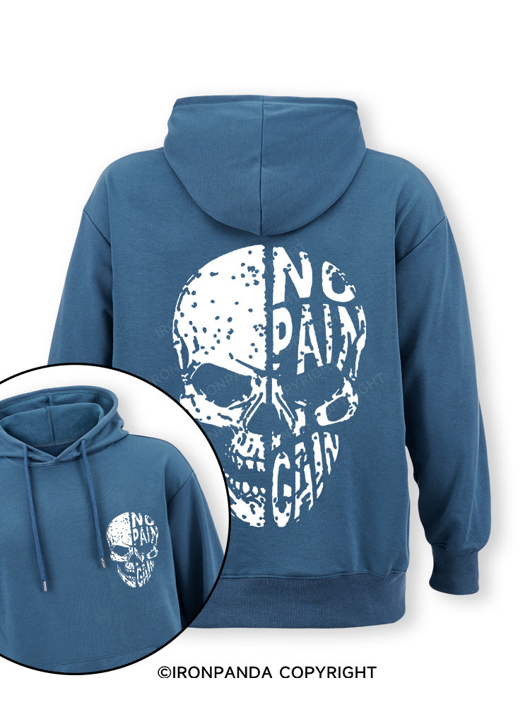 No pain No gain Skull Face Double-Sided Printed Classic Gym Hoodie