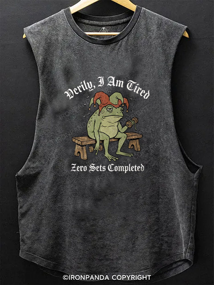 Medieval Frog Verily, I Am Tired Scoop Bottom Cotton Tank
