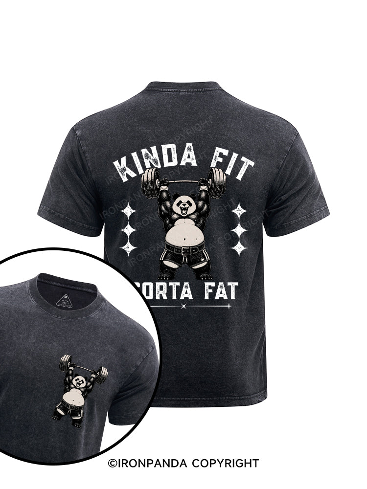 Kinda Fit Sorta Fat Panda Deadlift Printed Washed Gym Shirt